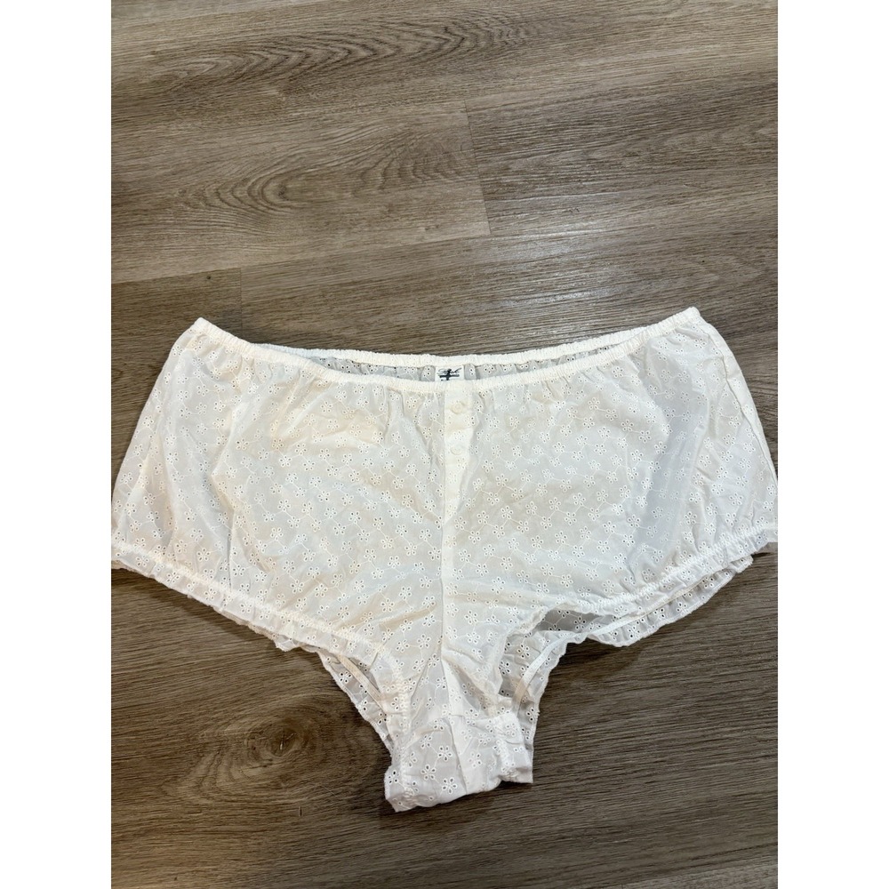 NWOT‎ PINK By Frankies Bikinis Women's Marilyn Eyelet Shorts  White Eyelet XL